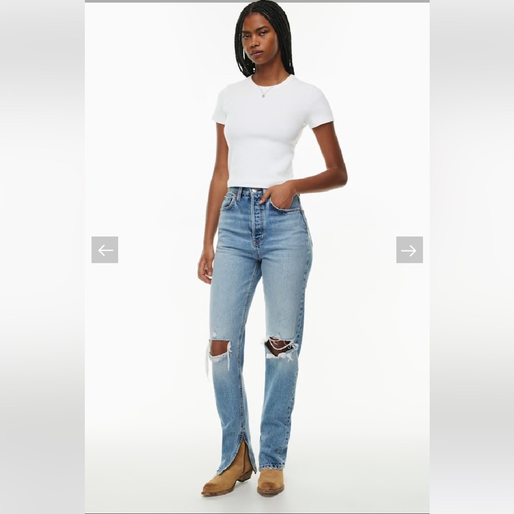 RE/DONE Super High Drain Pipe 100% Organic cotton High Rise Straight Leg Jean 32